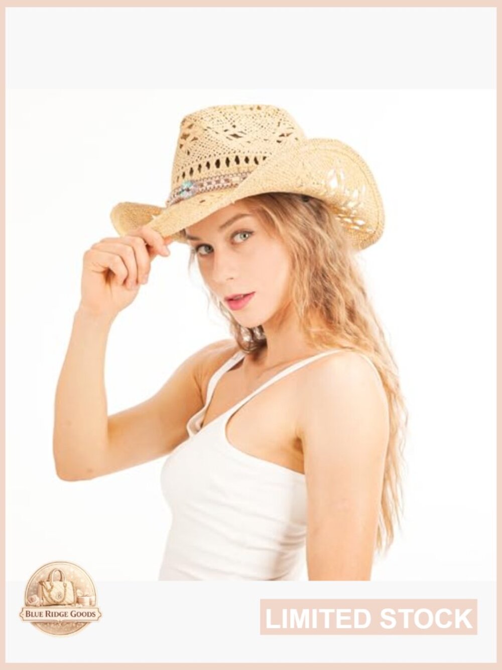 Straw Wide Brim Cowboy Hat Classic Western Shapeable Adjustable Unisex - Picture 4 of 7
